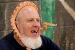 David Stokes with a corn snake in his presentation Wildlife in Your Backyard during Burleigh Elementary School's High Interest Day on May 18.