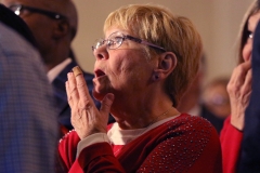 Supporters watch late poll returns on a projection screen at the campaign night headquarters for Scott Walker and U.S. Senate candidate Leah Vukmir at the Ingleside Hotel in Pewaukee on Nov. 6.