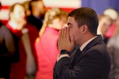 Supporters watch late poll returns on a projection screen at the campaign night headquarters for Scott Walker and U.S. Senate candidate Leah Vukmir at the Ingleside Hotel in Pewaukee on Nov. 6.